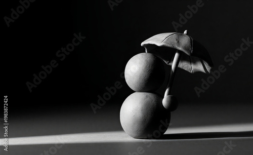 Clay with umbrella in black and white style