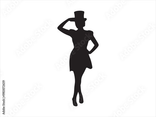 Elegant Woman with Hat Silhouette Fashion Style Minimal Vector Illustration