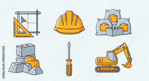 Construction Industry Icons Set.