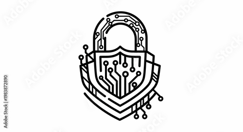 Digital Security Lock Icon Design.