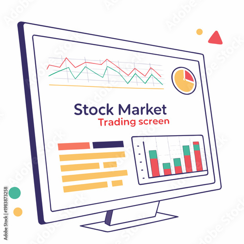 A computer monitor displaying a stock market trading screen