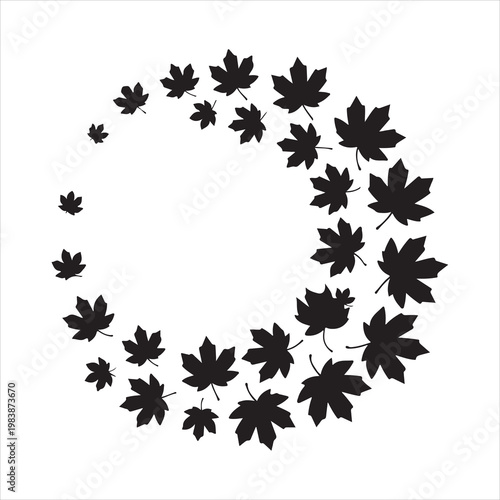 Foto Maple Leaf Circle Frame Silhouette Decorative Nature Vector Illustration