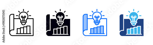 Innovation Strategy icon set multiple style collection
