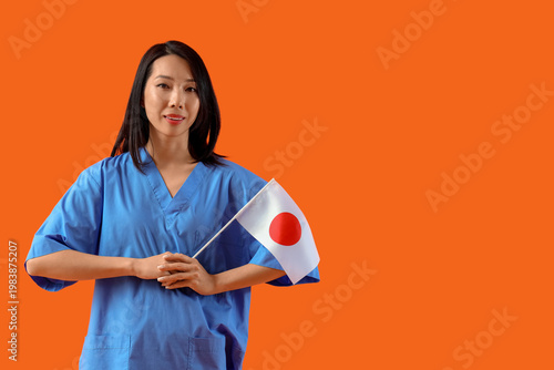 Female Asian doctor with fl...