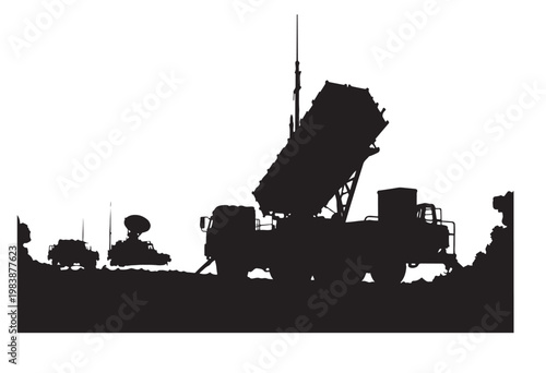 MIM-104 Patriot Missile Launcher Silhouette Vector Military Air Defense System Illustration