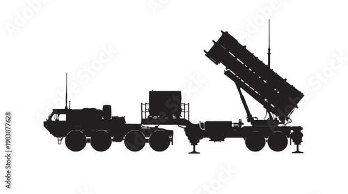 MIM-104 Patriot Missile Launcher Silhouette Vector Military Air Defense System Illustration