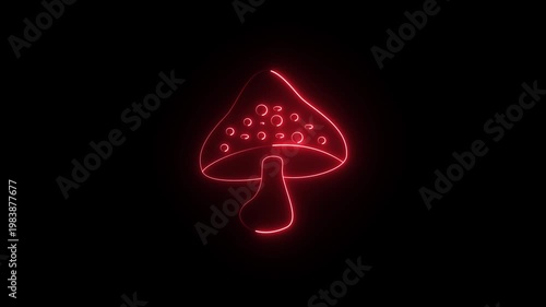 a decorative mushroom-shaped LED neon sign, Often features a red outline to resemble a toadstool mushroom. 