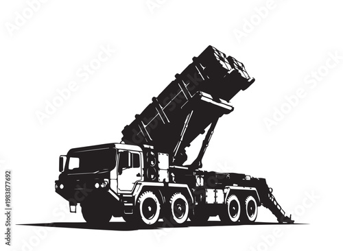 MIM-104 Patriot Missile Launcher Silhouette Vector Military Air Defense System Illustration