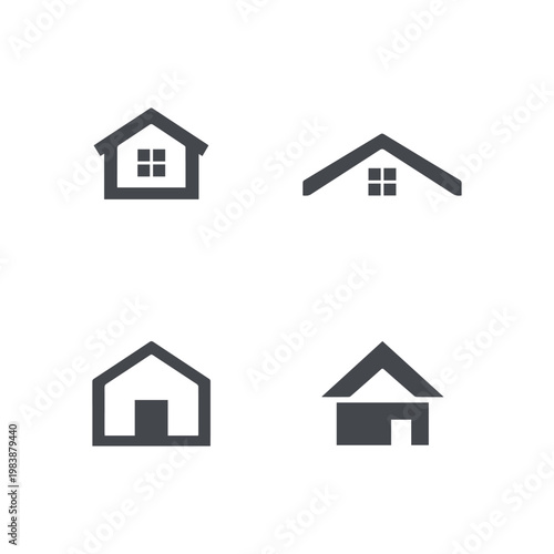 Modern minimalist house vector icons representing property and home concepts for digital design