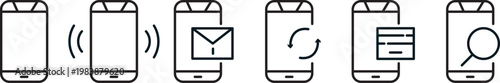 Mobile phone functions and settings line icons,Smartphone settings and configuration icons. professional vector set of smartphone interface symbols.
