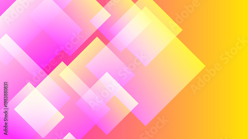 Warm and vibrant background with overlapping pink and yellow translucent square shapes