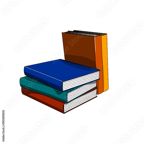 Hardcover Book with Bookmark on White Background. Vector Illustration.