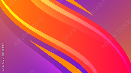 High contrast purple and orange abstract background featuring bold dynamic swirls and sweeping curved shapes for creative media