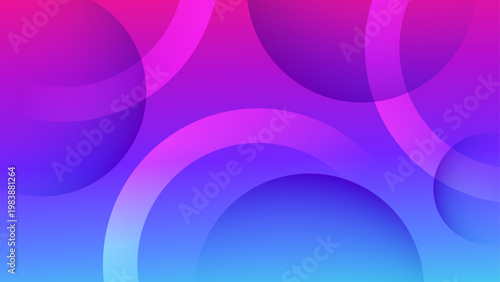 Vibrant purple and pink gradient background with overlapping circular shapes and soft shadows for professional presentation and web landing page