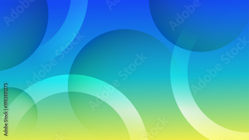Fresh cyan and yellow gradient background with bright circular layers and soft lighting effects perfect for summer branding