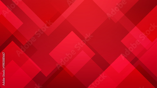 Bold red abstract background featuring overlapping transparent diamond shapes and sharp angles