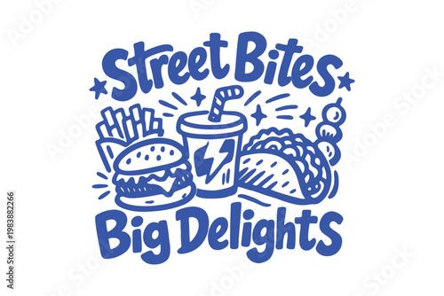 Street Bites Big Delights Street Food Illustration