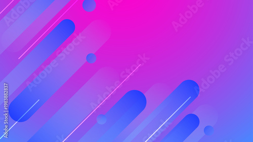 Stylish purple and blue neon gradient backdrop with floating rounded shapes and minimalist lines for high-tech aesthetics