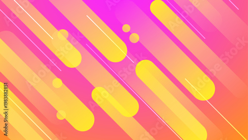Energetic yellow and pink abstract background with thick diagonal rounded bars and high-contrast geometric details