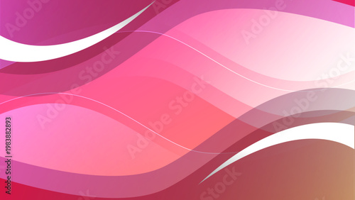 Layered magenta and pink curved shapes with overlapping transparency and flowing white strokes