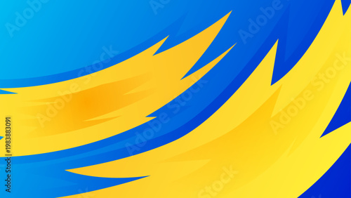 Energetic blue and yellow abstract background with sharp geometric shapes and vibrant color contrast