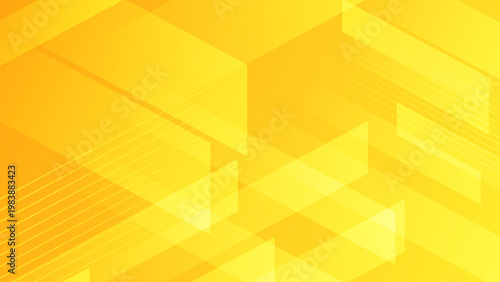 Energizing yellow and orange gradient background with overlapping glass-morphism style rectangles and tech lines