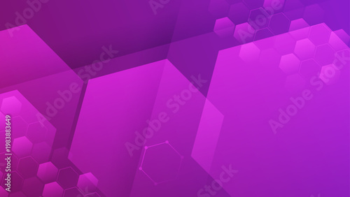 Vibrant magenta and violet background with hexagonal cell structures for scientific and biological research themes