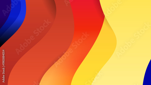 Creative abstract background featuring warm fluid gradient waves in orange and yellow tones with vertical flowing motion and soft shadows