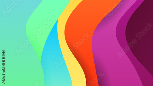 Modern abstract background with vertical fluid waves and vibrant colorful layers featuring smooth gradient transitions and depth