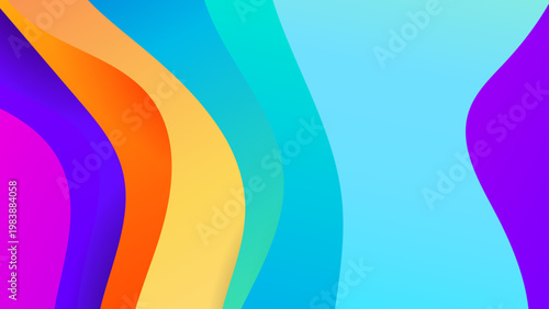 Dynamic multi color abstract background with flowing wave layers and bright vibrant gradients for creative digital design projects