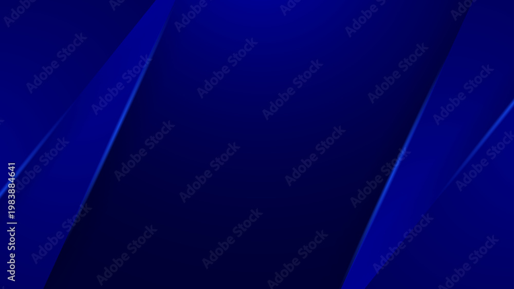 Obraz premium Professional dark blue background with elegant overlapping geometric shapes and glowing light streaks for corporate presentation