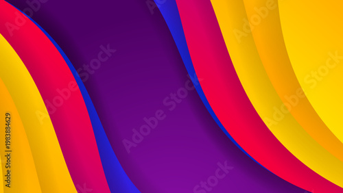Energetic abstract background with bold yellow purple and red wavy layers for summer event promotion