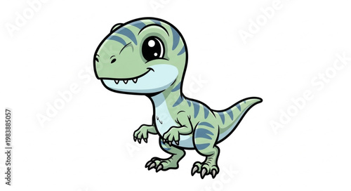 Cute Cartoon Baby Dinosaur T Rex Illustration.