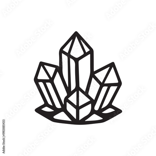 Elegant Hand Drawn Crystal Cluster Outline Illustrative Art Minimalist Design