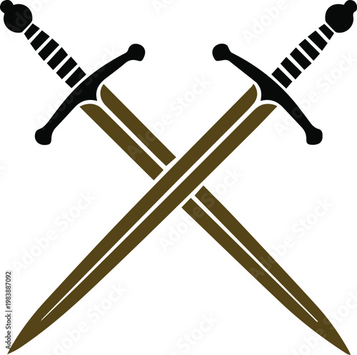 Swords and badge with rank insignia and shield