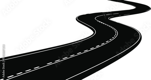 Curving two lane road used as navigation app element