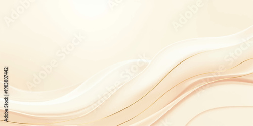Abstract background vector illustration featuring a smooth liquid flow of orange and yellow silk waves with soft motion curves and a satin texture pattern