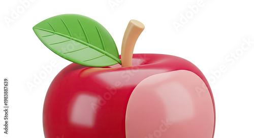 3D Rendered Red Apple with a Bite