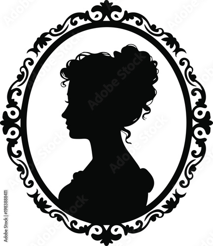 Cameo portrait in oval frame