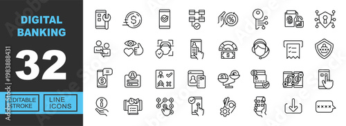 Photos Exclusive Digital Banking line icon collection