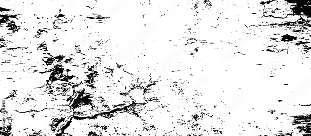Fototapeta premium Distressed Black and White Grunge Texture Overlay Vector Rough Cracked Surface Background