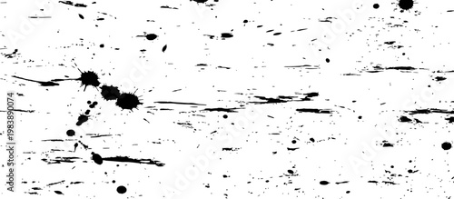 Abstract black ink splatter and brush stroke grunge texture background