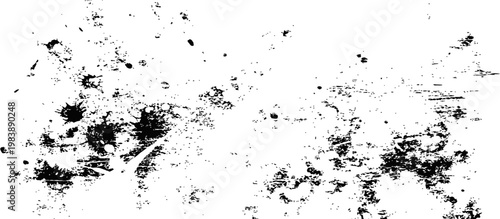 Abstract Black and White Grunge Texture Overlay with Ink Splatters Distressed Rough Surface and Paint Drips