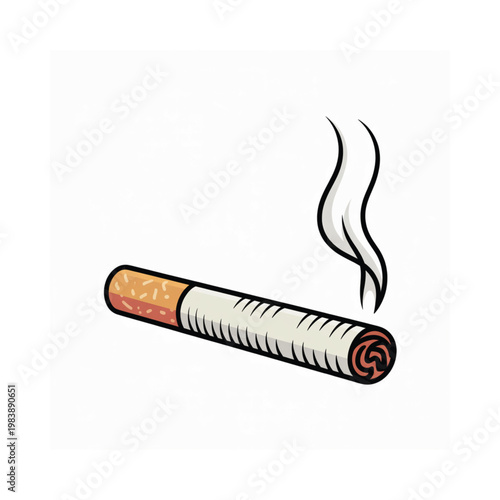 Illustration of a lit cigarette with smoke rising from the end