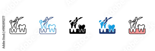 Tooth Extraction Icon Set Mul...