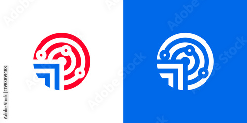 Dual meaning logo combining arrow and radar elements, symbolizing precision, direction, tracking, real-time navigation, and advanced technology guiding accurate movement and decision-making.