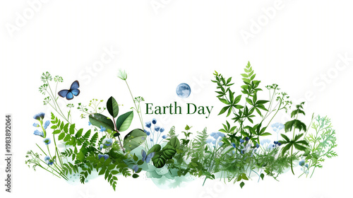 A colorful illustration featuring the text 'earth day' on a beautifully designed greeting card. Perfect for celebrating and promoting environmental awareness and sustainability!