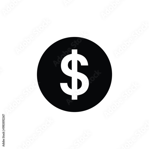 Dollar sign editable icon black white currency symbol for finance money and payment applications