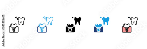 Dental Implant Icon Set Multi...