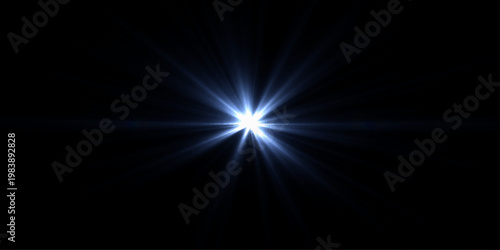 An abstract blue star burst erupts with radiant light beams and glowing energy rays against a deep space background creating a brilliant celestial explosion effect
